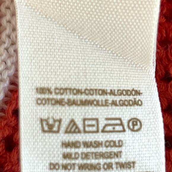 Free People women’s oversized orange and white striped knit poncho sweater - Picture 7 of 7